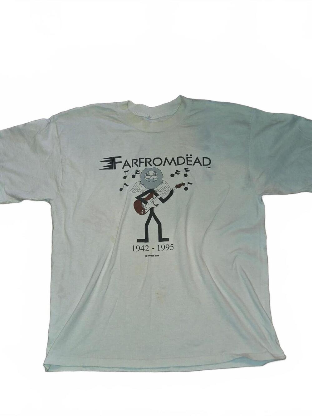 Vintage 90s Jerry Garcia Far From Dead Grateful Dead Band T-Shirt Size Large